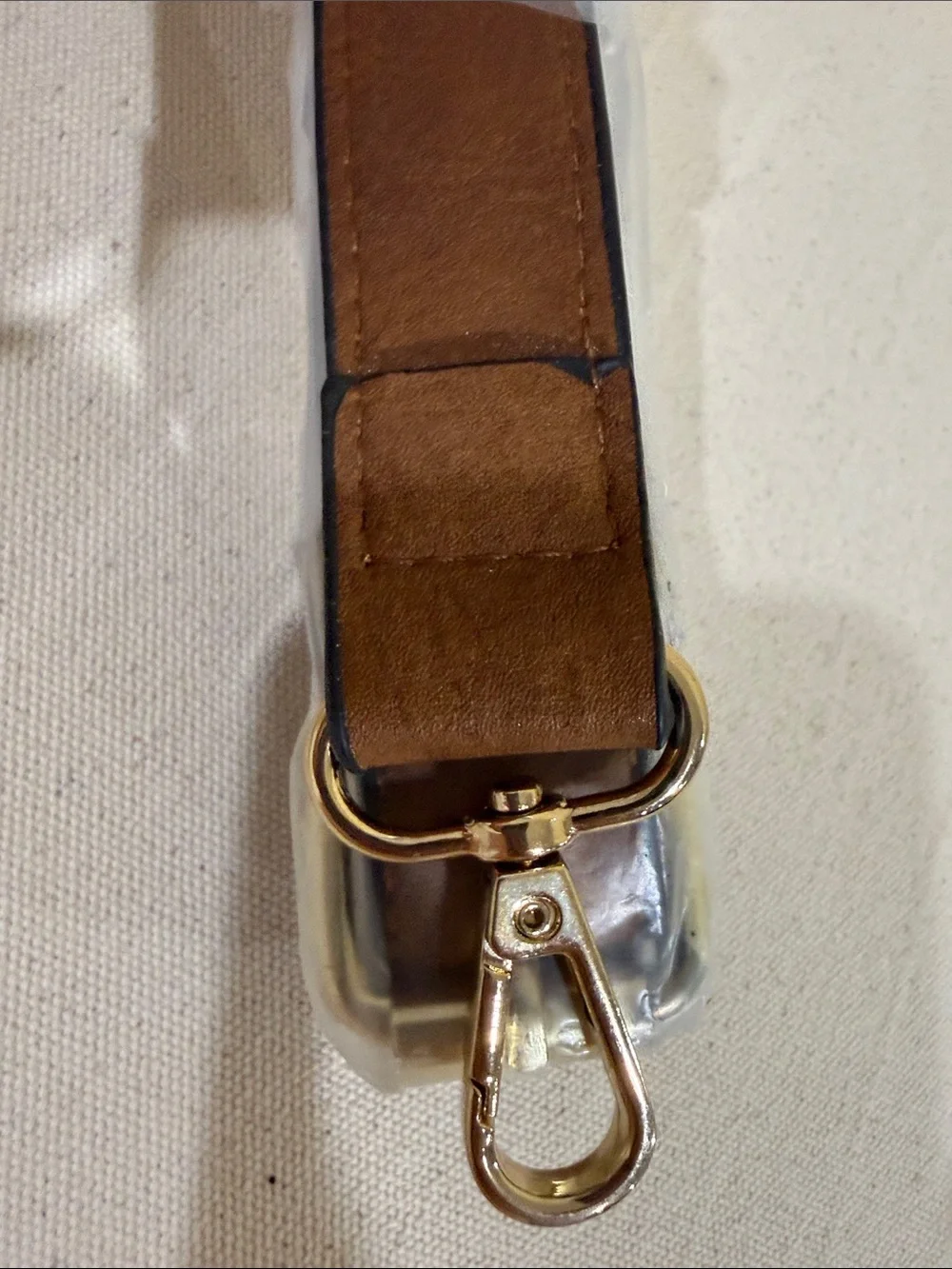 Adjustable Brown Leather Bag Strap with Gold Hardware New - Tag-less